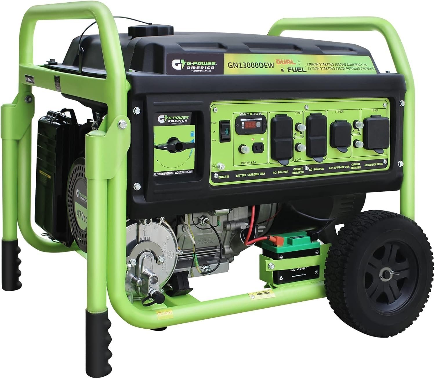 383 13,000W Dual Fuel Portable Generator, Powered by Gas or Propane, Electric Start, Home Backup & RV Ready - Image 1