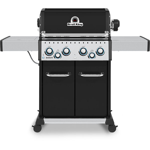 Broil King Baron 490 Black Gasgrill 4 Brenner 11,4 kW mit Drehspieß & Gussrosten