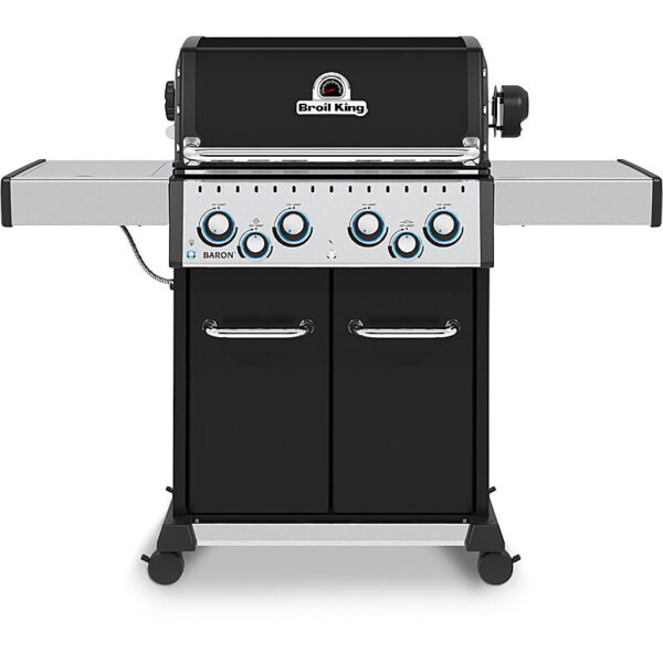 Broil King Baron 490 Black Gasgrill 4 Brenner 11,4 kW Drehspieß Gussroste