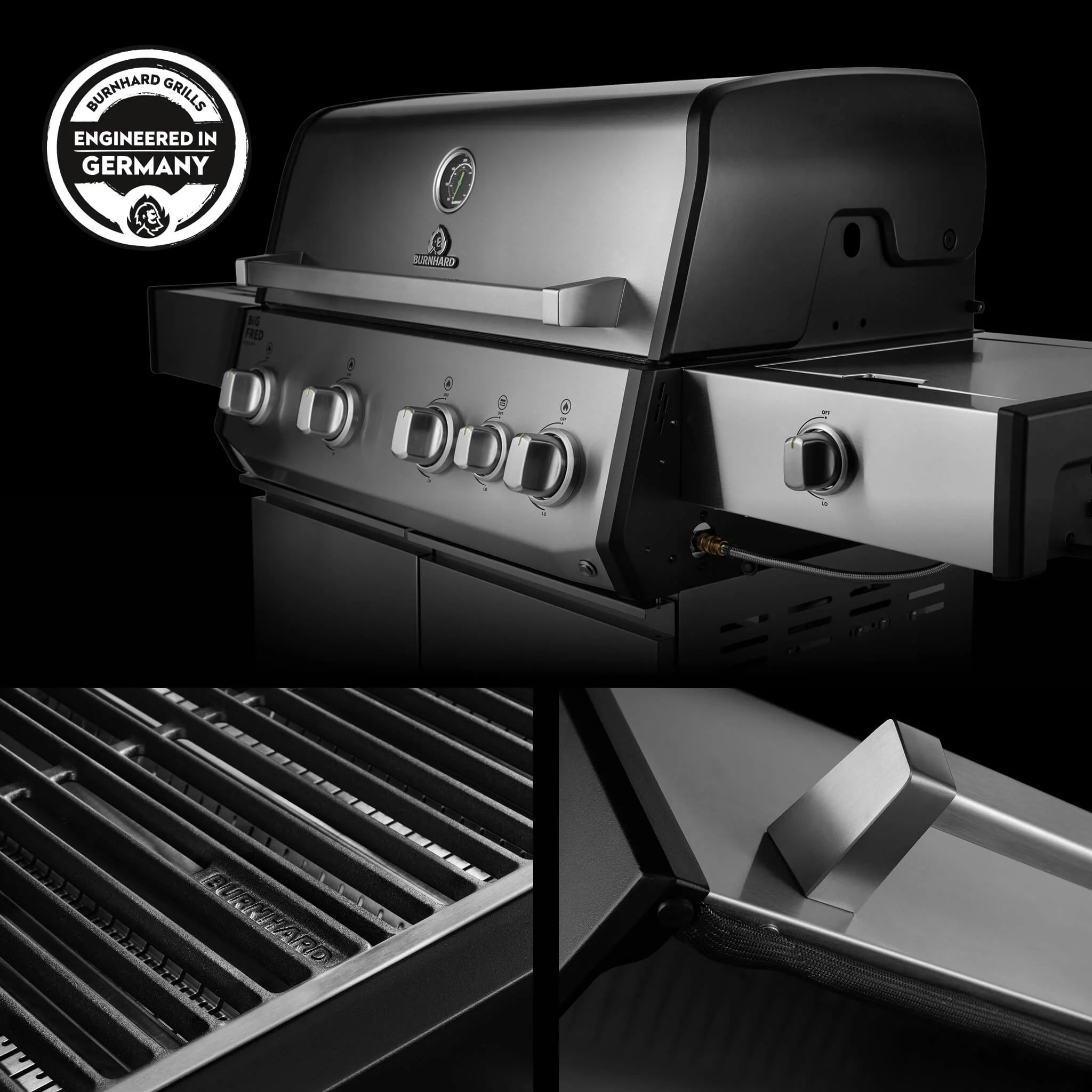 Burnhard Big FRED Deluxe Gasgrill 4 Brenner – 21,2 kW, Infrarot- & Heckbrenner – Bild 10
